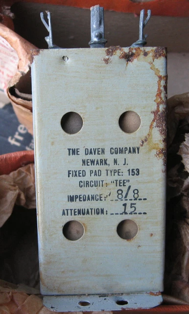NOS Western Electric Daven Fixed Pad Tee 8/8 ohm Attenuator 153