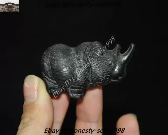 Old Chinese Fengshui Ox horn Carved Rhinoceros Rhino Bull Animal Statue