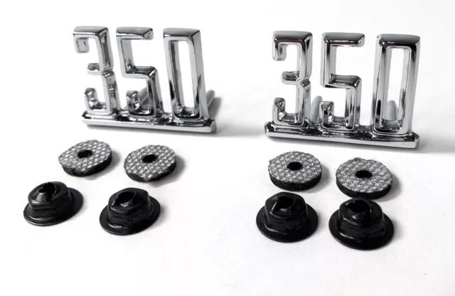 Pair Front "350" Fender Side Emblems For 1965-1967 Chevy Nova Chevelle Impala