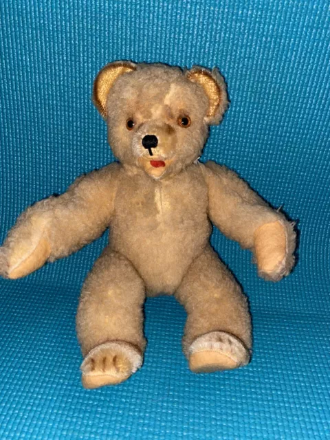 Vintage Hermann German Stuffed Mohair Teddy Bear 10” W/ Neck Tag Rough Condition