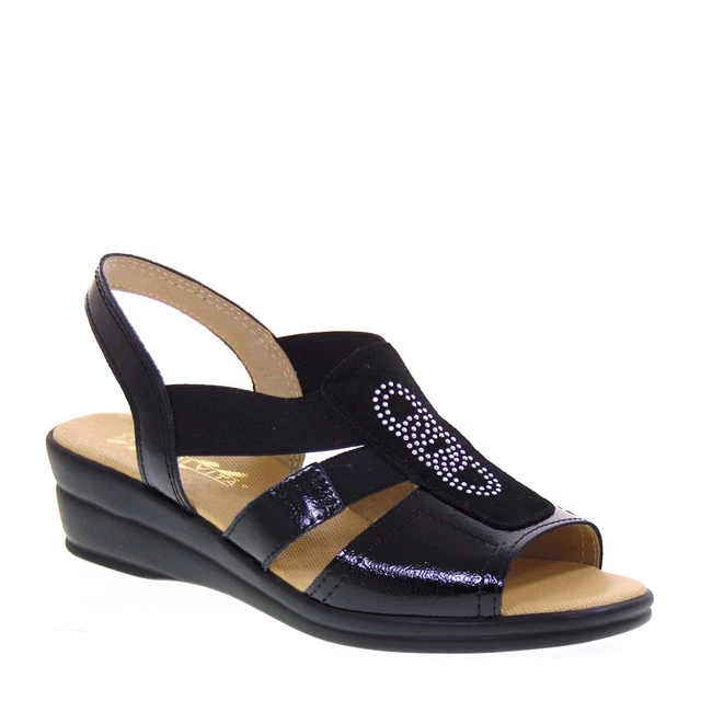 Infradito Enval Soft Per Donna - Nero, Taglia 38 EU, Tomaia In Pelle/sintetico, Tacco 3 Cm, Chiusura Con Velcro