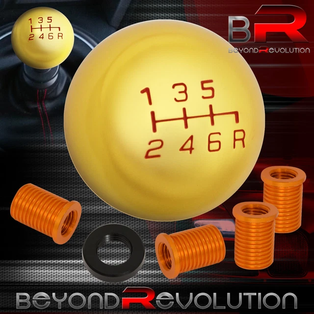 For Chevy 12X1.25mm 6-Speed Ball Gear Shift Knob Threaded Stick Shift 24K Gold