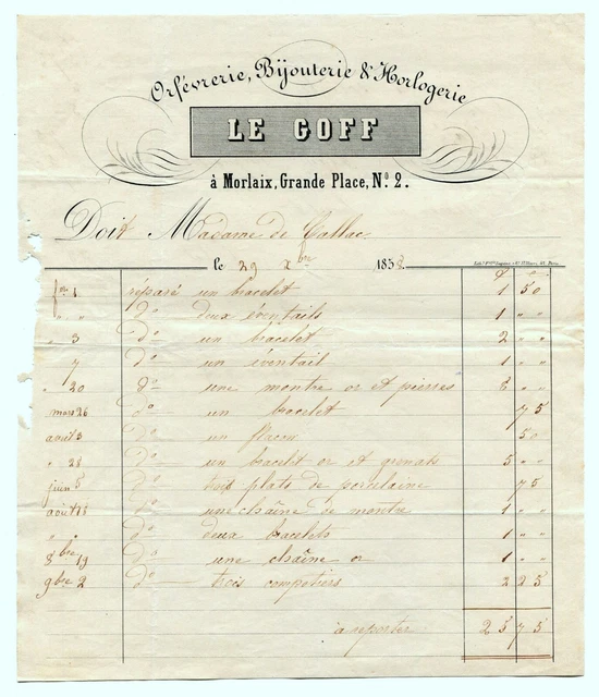 Facture – orfèvrerie – Sourdeval – Manche – 50 – année 1923 ( réf