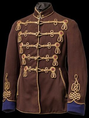New Hussar Officer Custom Fit Brown wool Jacket with Gold Embroidery Fast Ship
