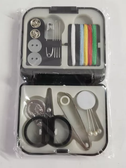 Travel Sewing Kit Thread Needles Mini Case Plastic Scissors