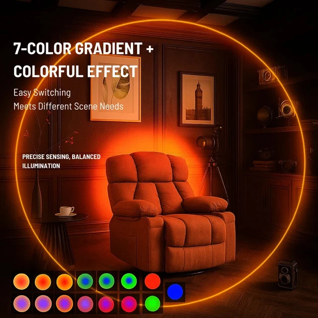 RECHARGEABLE LED SMART RGB Gradient Motion Sensor Ambient Night Lights ...