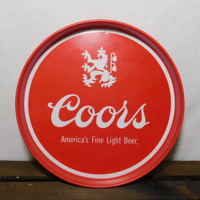 Vintage COORS Americas Fine Light Beer Colorado 12" Round Red Metal Serving Tray