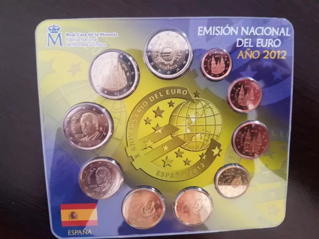 España - Cartera De Euros Oficial 2012 Con 2€ Conmemorativos X Aniv Del Euro