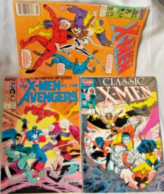 3  X-MEN Marvel Comics, Uncanny Xmen #215, Xmen vs Avengers 1, Classic Xmen #7