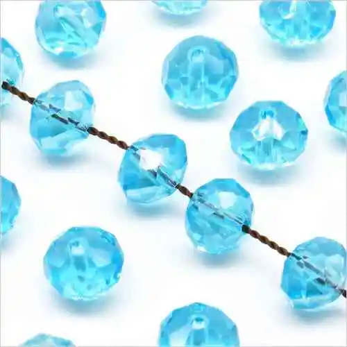 Lot de 20 Perles à Facettes Rondelles en cristal 8x6mm Bleu Clair