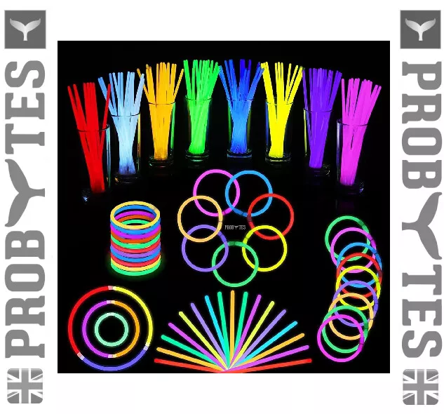 100/200/300 8" Glow Sticks Necklace Bracelet Connector Party Favors Neon Colours