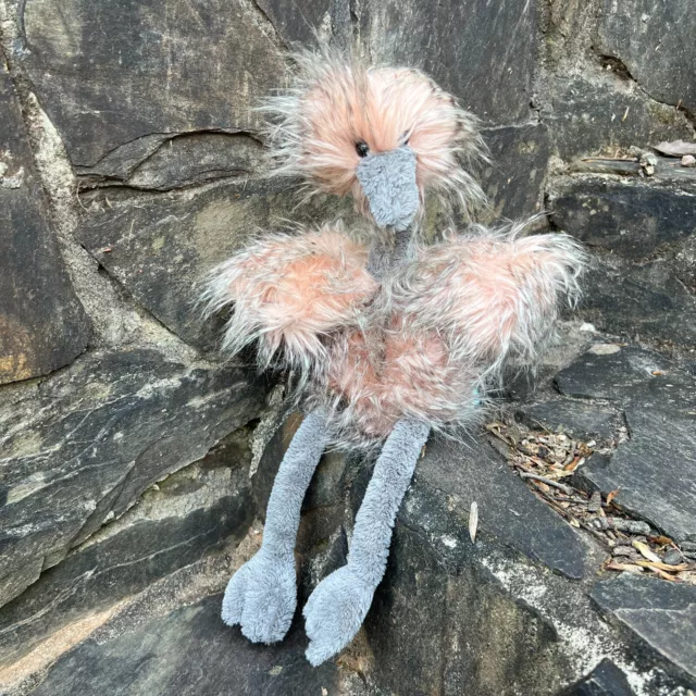 Jellycat Plush ODETTE THE OSTRICH Stuffed Animal Pink Grey Bird 20" with Tags