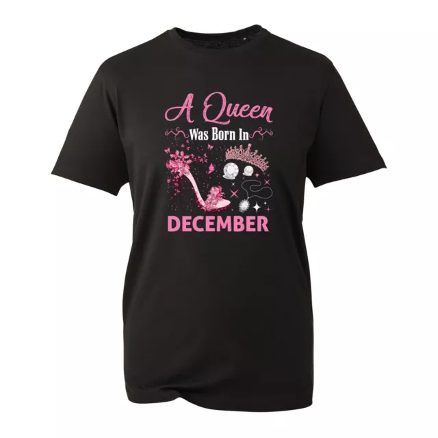 T-Shirt A Queen Was Born In December Happy Birthday Mädchen Queen Dimond Schuhgeschenk