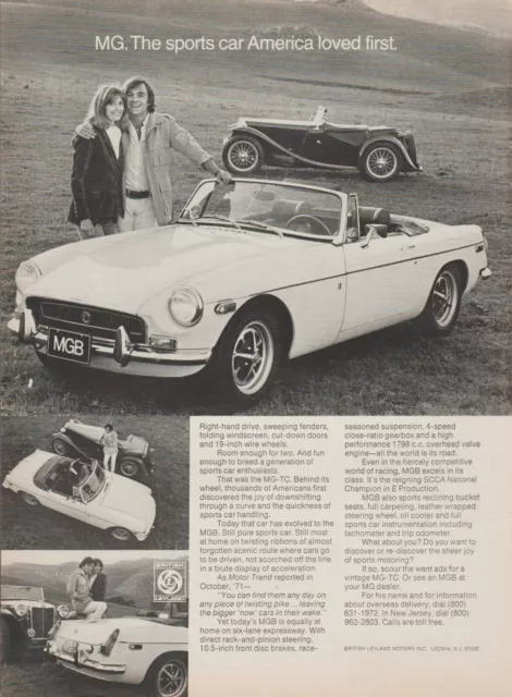 1972 MG MGB - Vintage MG-TC - "Sports Car America Loved First" - Print Ad Photo