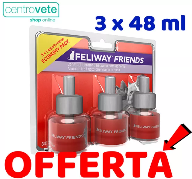 Feliway Friends Gatto → 3 Ricariche da 48 ml per ridurre Litigi tra Gatti a Casa