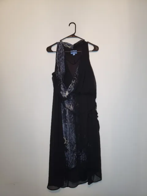 Simply Vera Vera Wang Womens XL Dress Sleeveless Black Faux Wrap Waist Tie Flowy