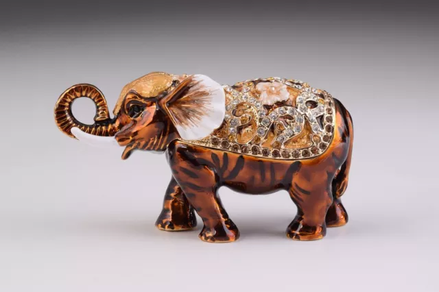 Keren Kopal Elephant Boîte à bibelots faite à la main et décorée de...