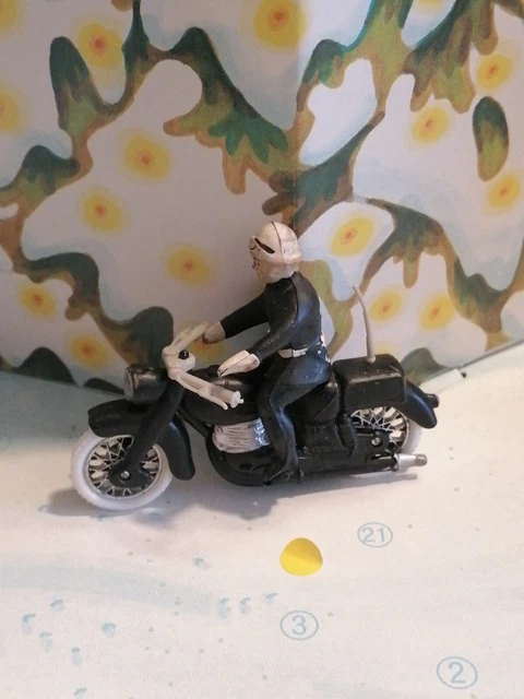 1960 Minialuxe Plastique Moto  Motard police gendarmerie  7.5 cm