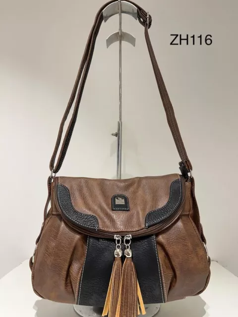 Women's Brown Shoulder Stylish Bag Comfortable Travel Party Bag Multi Pocket Bag
