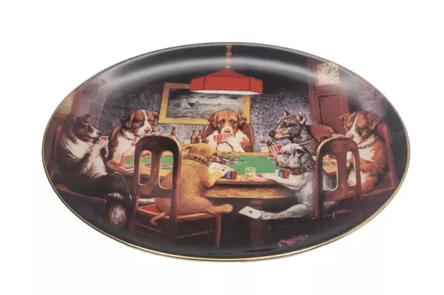 Vtg Dogs Playing Poker-An Ace In The Hole Franklin Mint Porcelain Plate • HB6998