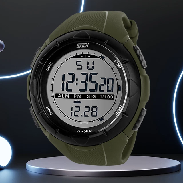 50M WATERPROOF STOPWATCH Alarm Electronic Watch Countdown Timer Men