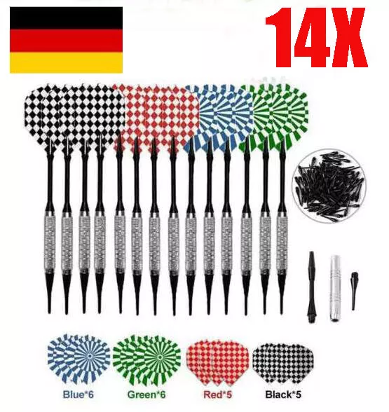 14 Dartpfeile Softdart Dart Set & Kunststoffspitze für Elektronische Dartscheibe