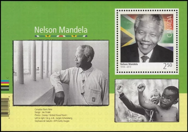 Canada Stamps Souvenir Sheet of 1, Nelson Mandela, #2805 MNH