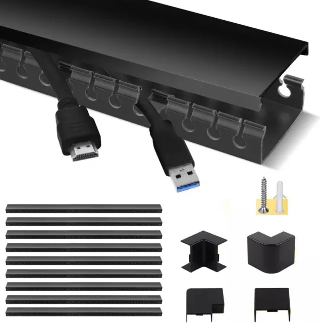 Cable Trunking, Stageek 9 Pieces of Cable Management Kit, 3.5M Open Slot Cable
