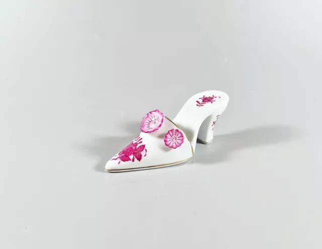 Herend, Raspberry Chinese Bouquet Baby Slipper, Handpainted Porcelain ! (I030)