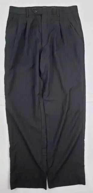 Stafford Dress Pants Pleated Pinstriped Black Mens Size 30W 30L