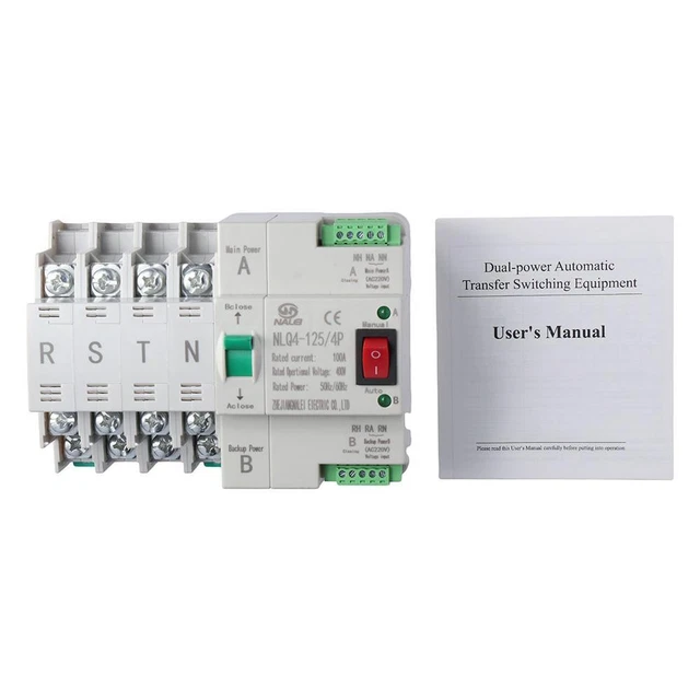 thumbnail image 2 of 100A 220V 4P Dual Power Automatic Transfer Switch - Generator Changeover Switch Rail Mounted 2 of 13