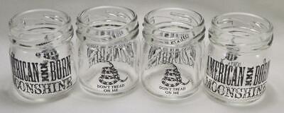 American Born Moonshine Shot Glasses, "Don't Tread on Me" 1.5 oz, 4 Glasses