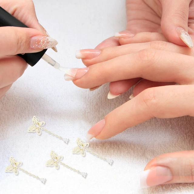 3 piezas Colgante de uñas Accesorios de arte de uñas Decoración de cristal Accesorios para uñas La cadena