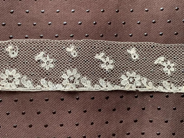 Gorgeous Antique French Handmade Needle Lace Edging - Floral design 135cm by 3.3