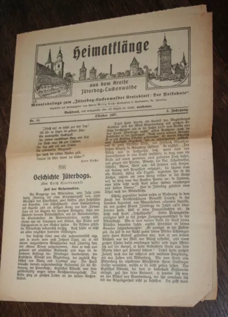 Heimatklänge aus dem Kreise Jüterbog-Luckenwalde  - Beilage  zum Volksboten 1927