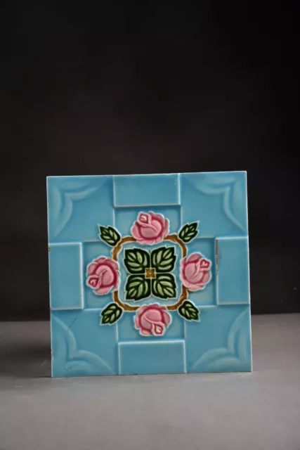 Rare Old Flower Ceramic Tiles Porcelain Vintage Art Japan Decorative Nh5661
