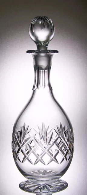 Tall Lead Crystal Cut Glass Footed Decanter - 34cm
