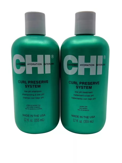 CHI Curl Preserve System Low PH Shampoo & Treatment Set 12 OZ Each