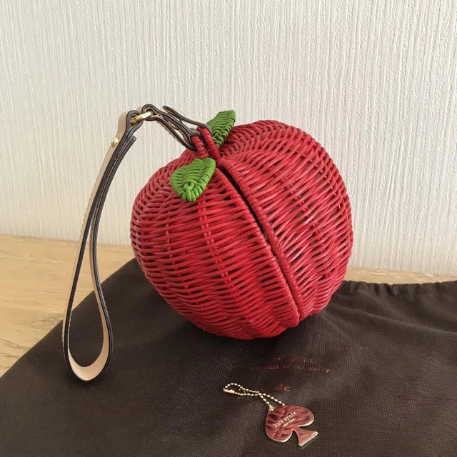 Kate Spade New York Apple basket bag hand bag red Width about 15cm without box