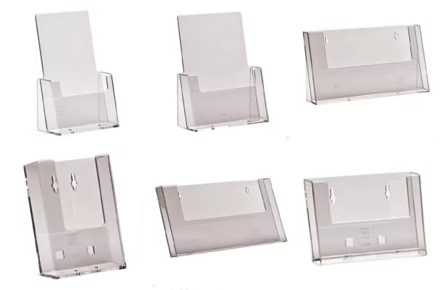LEAFLET HOLDER A4, A5, A6, 1/3rd A4 DL COUNTER STAND WITH OR WITHOUT CARD HOLDER