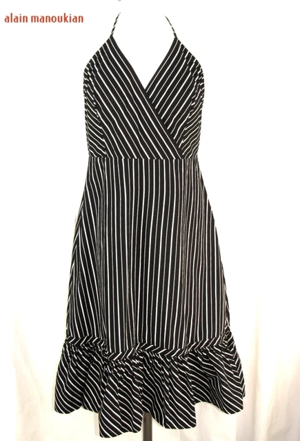 Robe Cocktail Genou Robe Alain Manoukian Noir Soie/polyester - Taille 38/36, Genou, TBE, Sans Manches Petite Robe Noire Cocktail