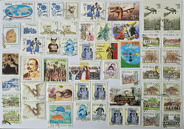 Briefmarken Polen, gestempelt, Sammlung, verschiedene Werte, 80er/90er Jahre