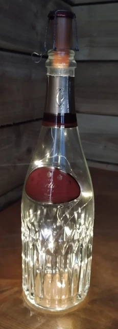 Cartier Brut Champagne Bottle 750ml - Empty + lights - display boudoir classic