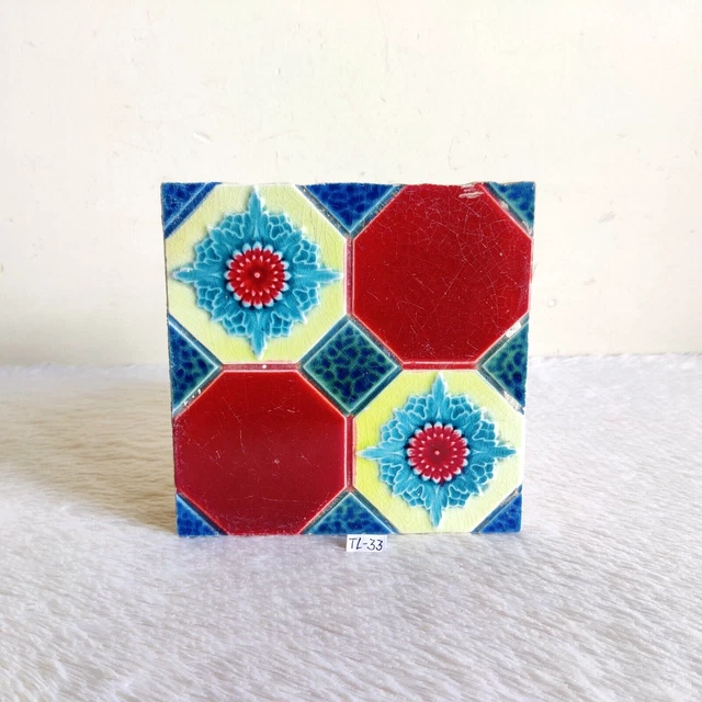 1940s Vintage Beautiful Floral Architecture Furniture Tile Rare Decorative TL33