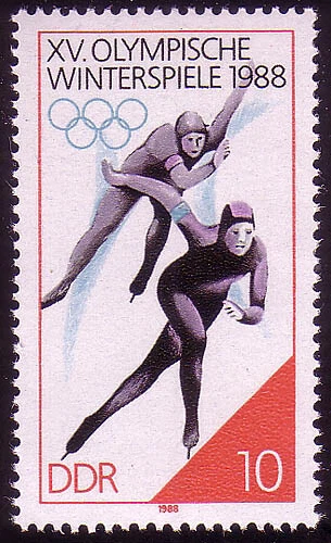 3141 Olymp. Winterspiele 10 Pf 1988 Eisschnelllauf **
