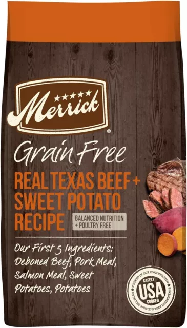 Merrick Premium Grain Free Dry Adult Dog Food, Real Texas Beef & Sweet Pota 22lb