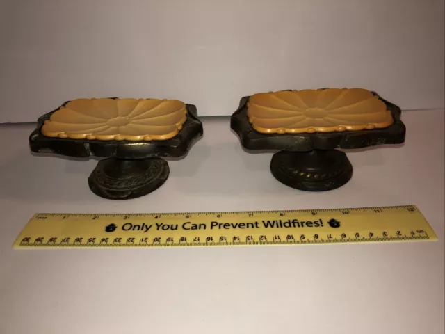 Vintage Amerock Carriage House Brass Soap Dishes/Holders Pedestal 1970's