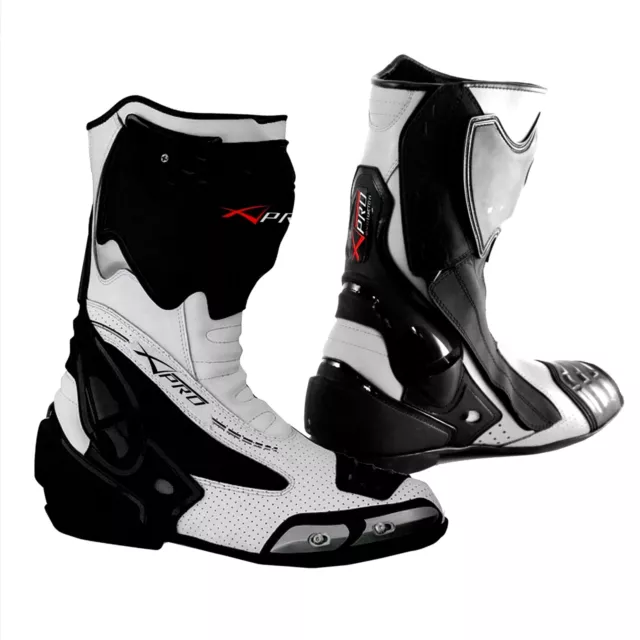 Bottes Racing Cuir Vachette Zip Renforts Chaussures Moto Motard Piste NO Sidi