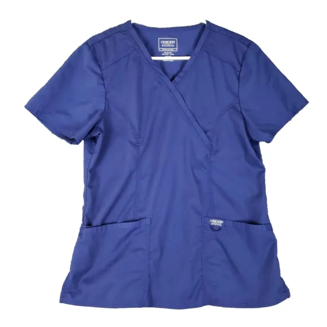 Cherokee Workwear Revolution Scrub Top Womens Medium Blue Pockets Nursing
