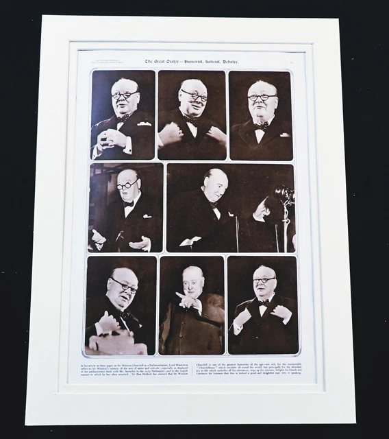 Winston Churchill Ministro Orator Satirist Debater Vintage Estampado 1954